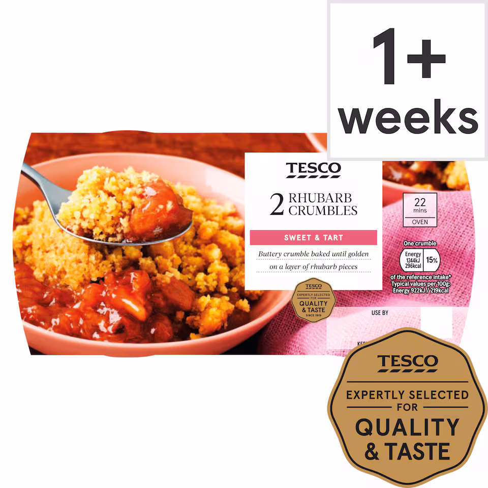 Tesco Rhubarb Crumbles 2 Pack, 270 G