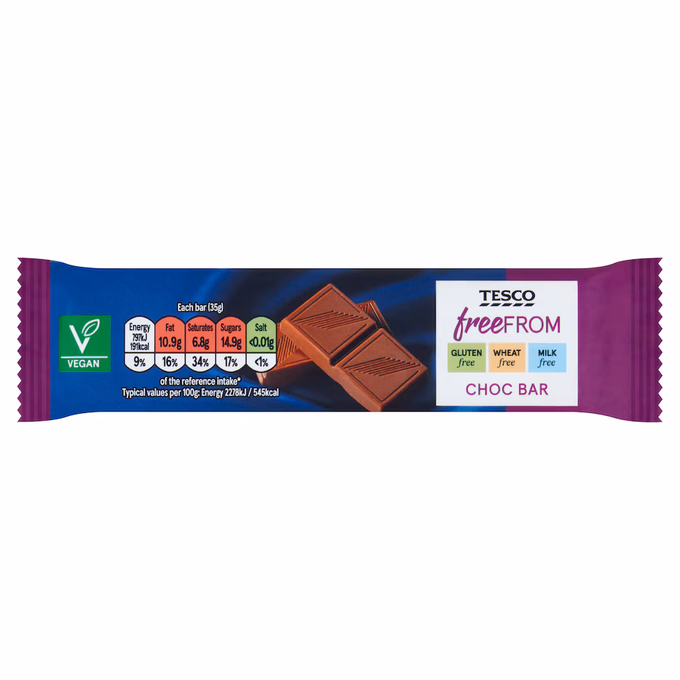 Tesco Free From Chocolate Bar 35G