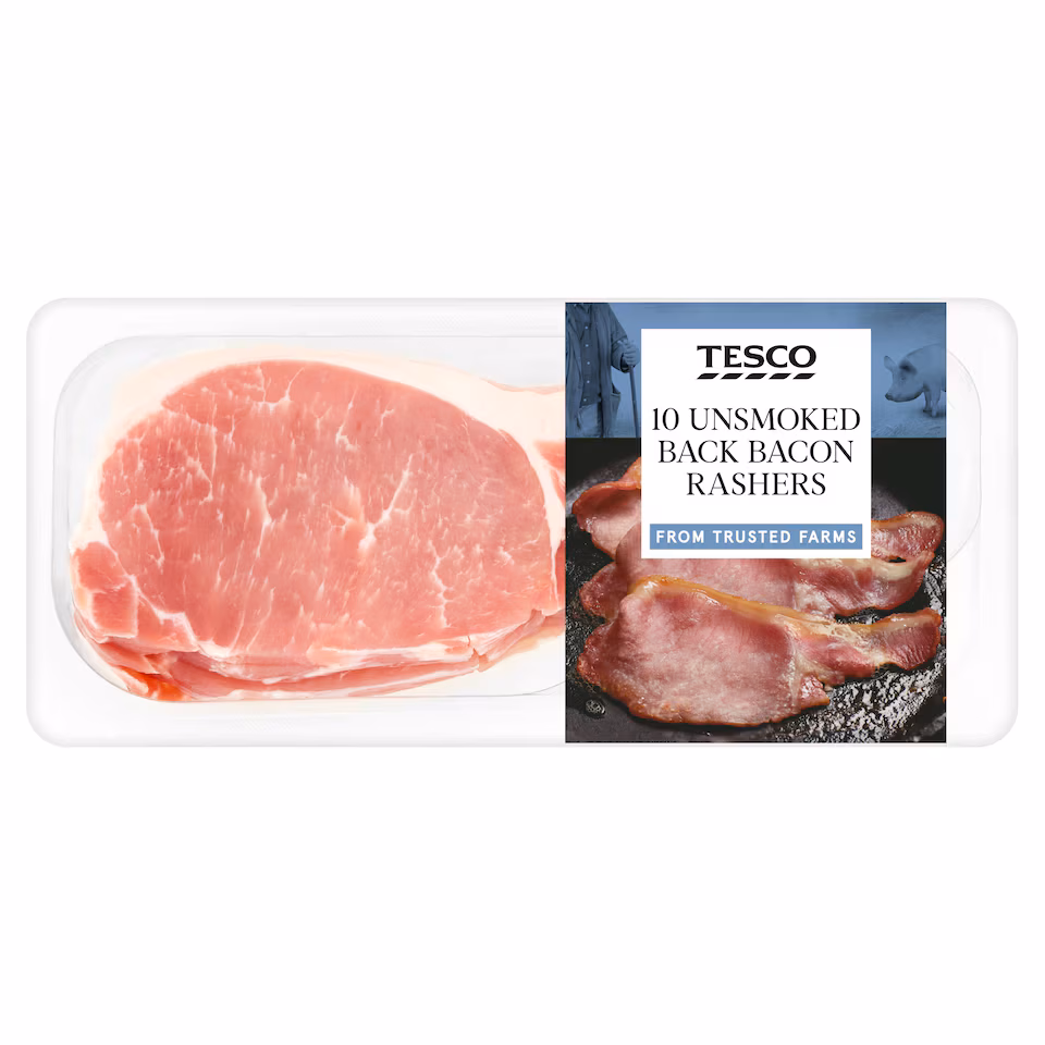 Tesco Unsmoked Back Bacon Rashers 10 Pack 300g