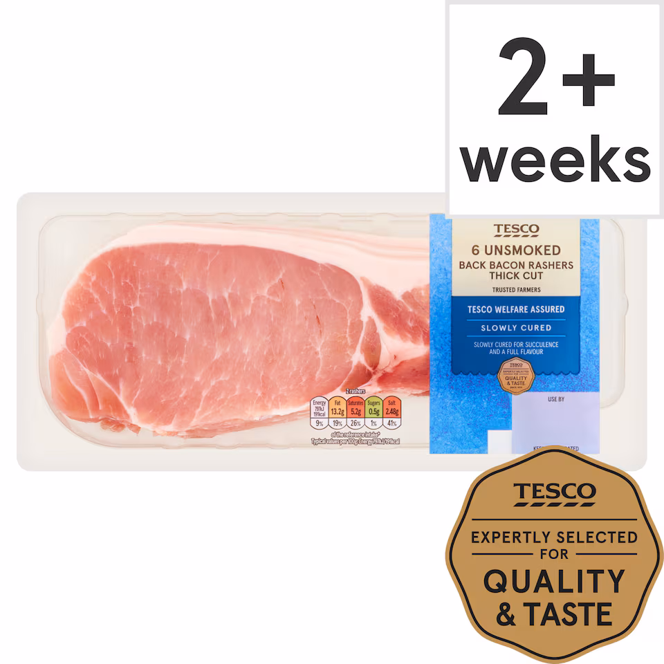 Tesco Unsmoked Thick Cut Back Bacon 300G