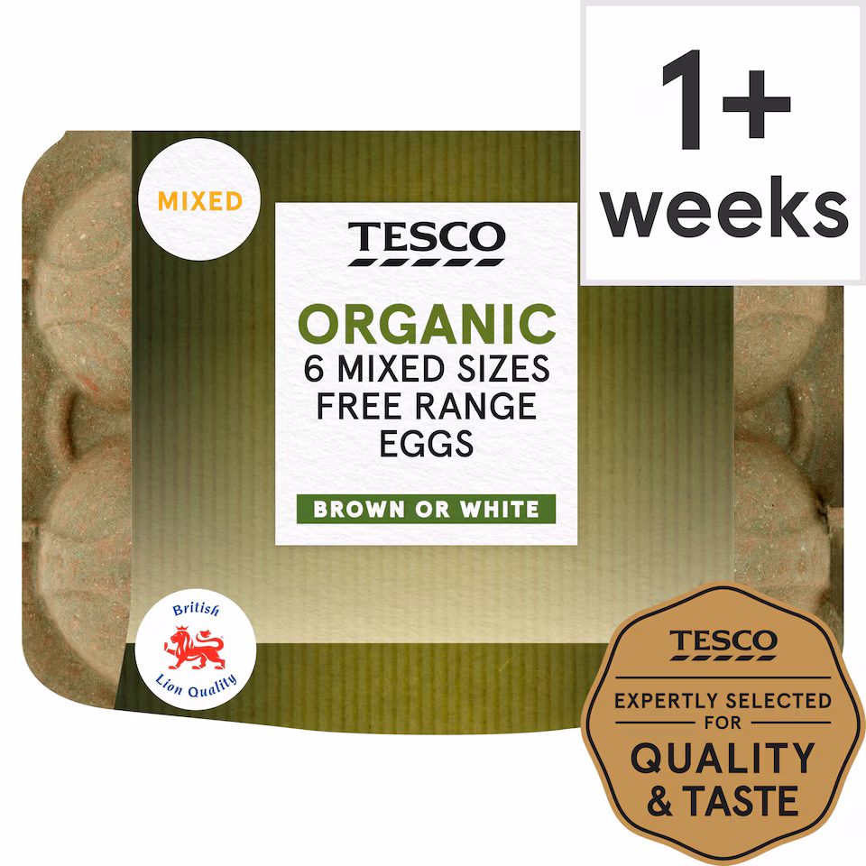 Tesco Mixed Sized Organic Eggs 6 Pack