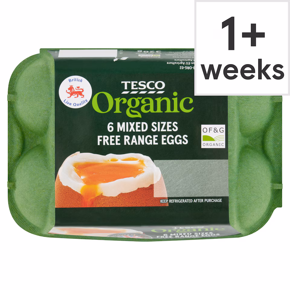 Tesco Mixed Sized Organic Eggs 6 Pack