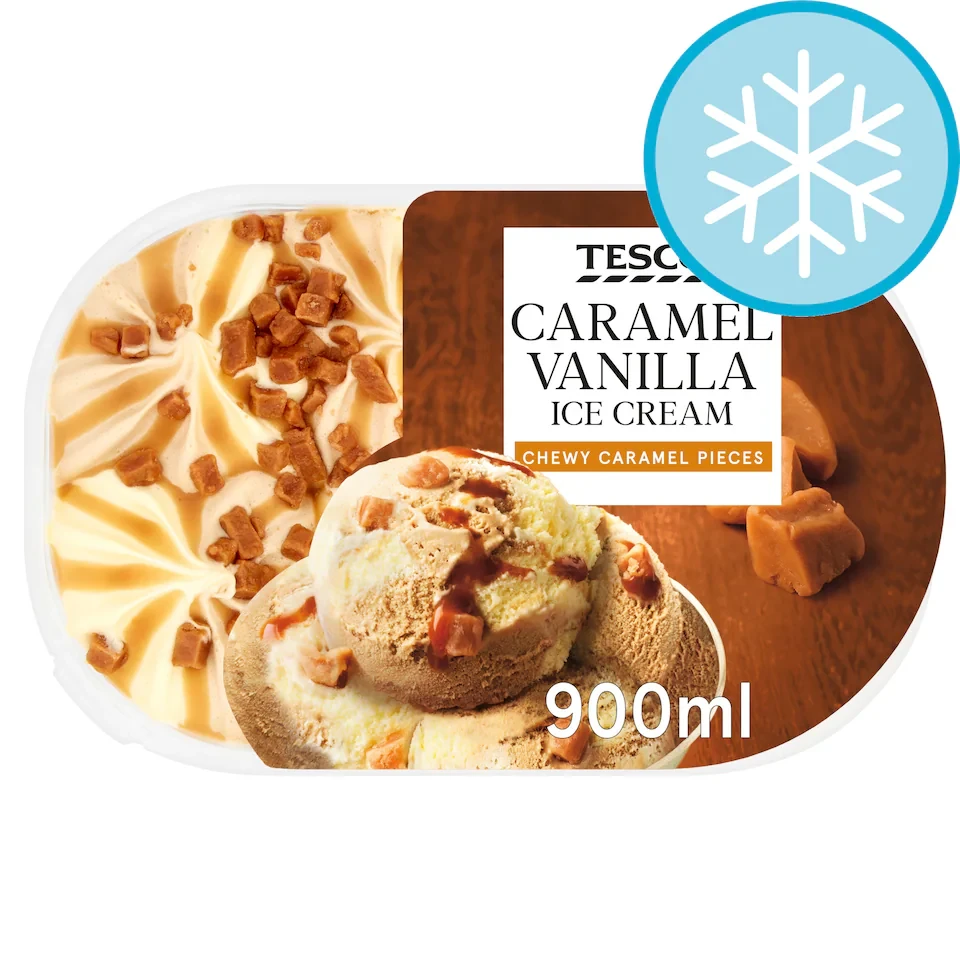 Tesco Caramel Vanilla Ice Cream 900Ml