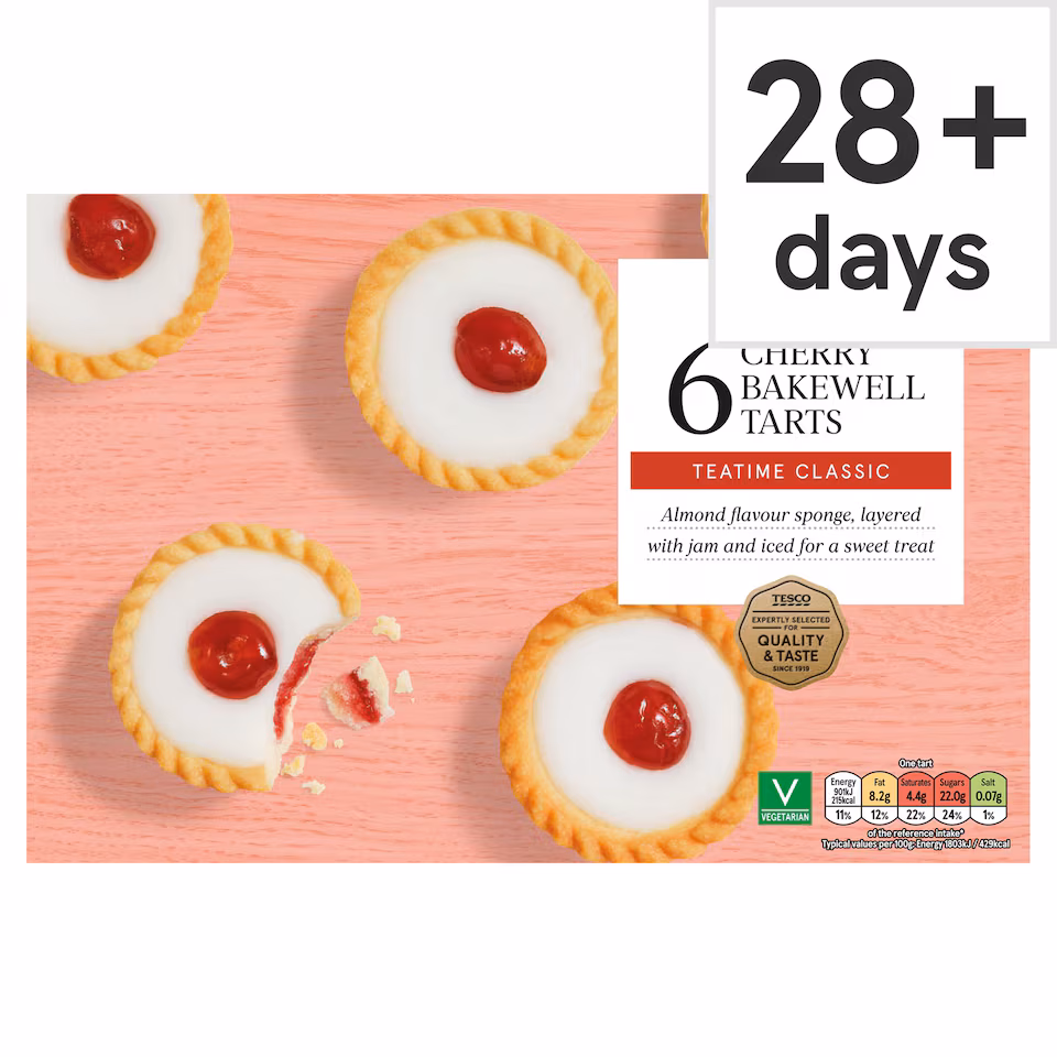 Tesco Cherry Bakewell Tarts - Almond, Plum, Raspberry 6 Pack
