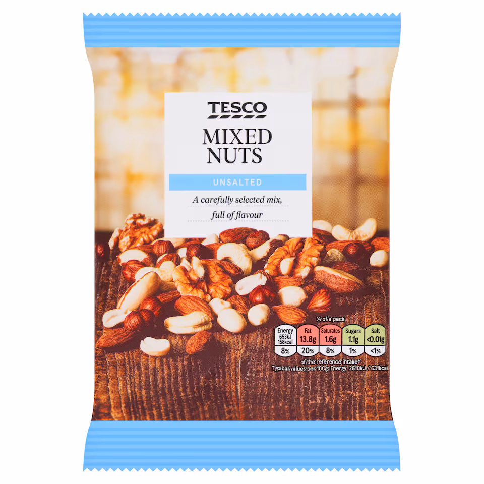 Tesco Unsalted Mixed Nuts Snacks 200 G