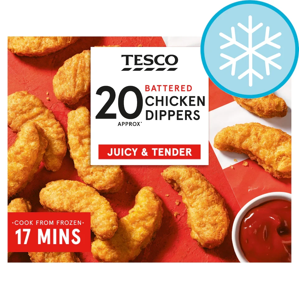 Tesco Battered Chicken Dippers 20 Pack 450g