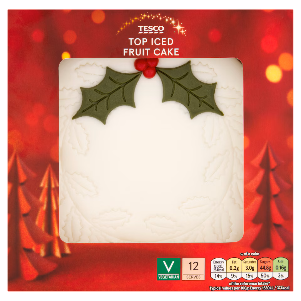 Tesco Top Iced Fruit Cake 907G