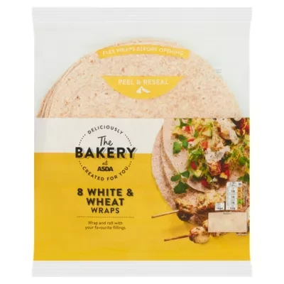 ASDA The Bakery 8 White & Wheat Wraps 488g