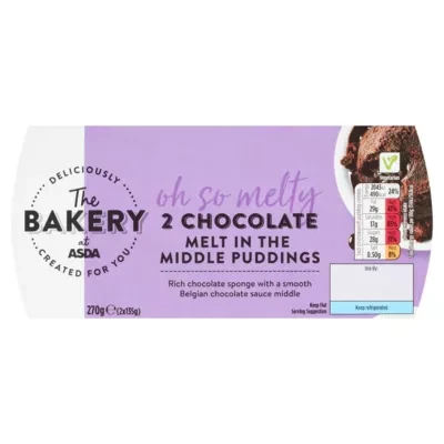 The BAKERY at ASDA The Bakery Chocolate Melt in the Middle Puddings 2 x 135g (270g)