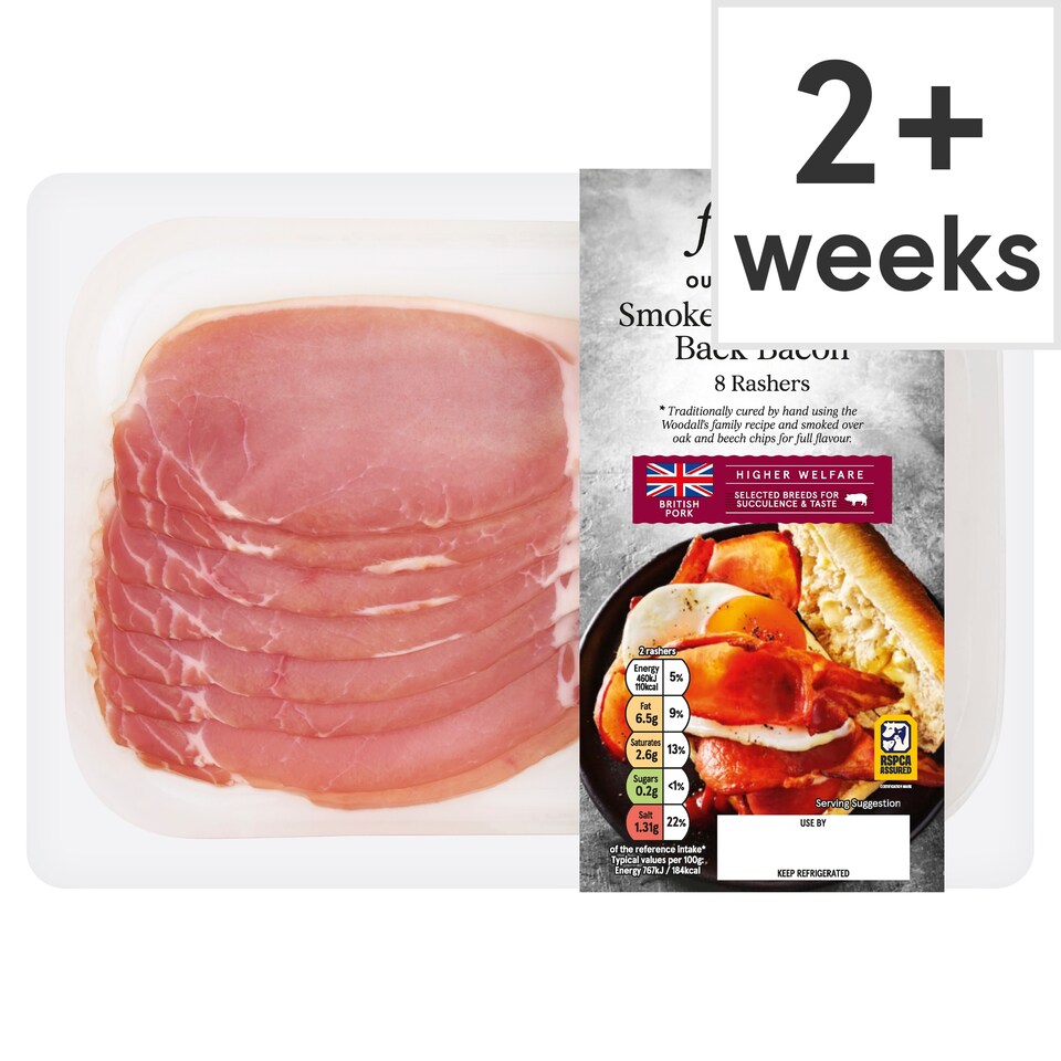 Tesco Finest Smoked Dry Cure Back Bacon 8 Pack 240G