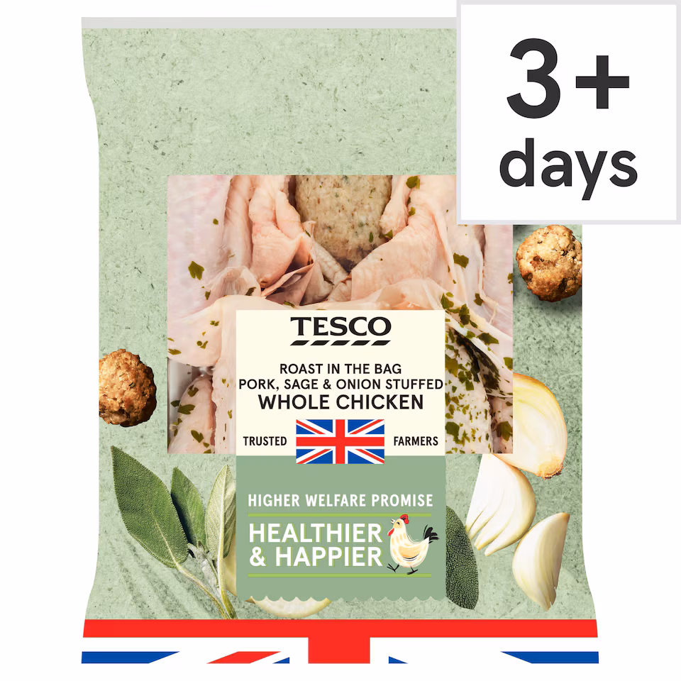 Tesco Roast In The Bag Pork, Sage & Onion Stuffed Whole Chicken 1.5kg