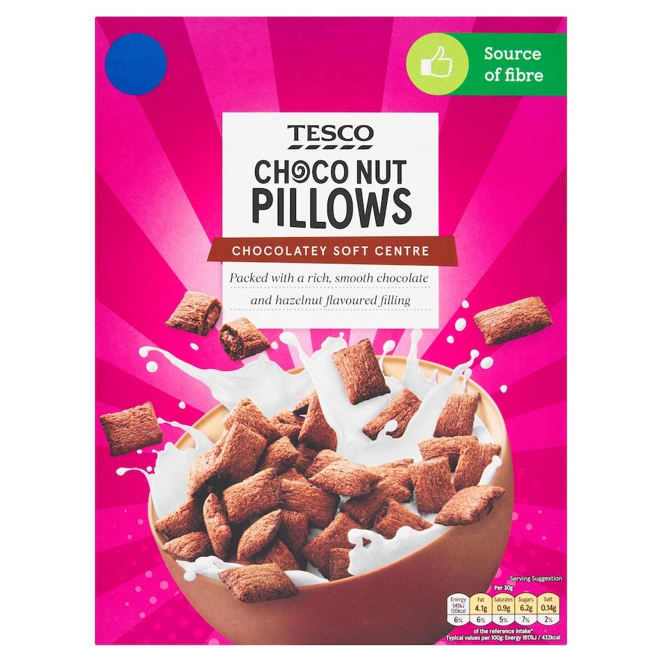 Tesco Choco Nut Pillows Cereal 375g