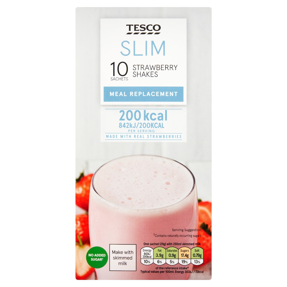 Tesco Slim Strawberry Shakes Meal Replacement 10 x 29g