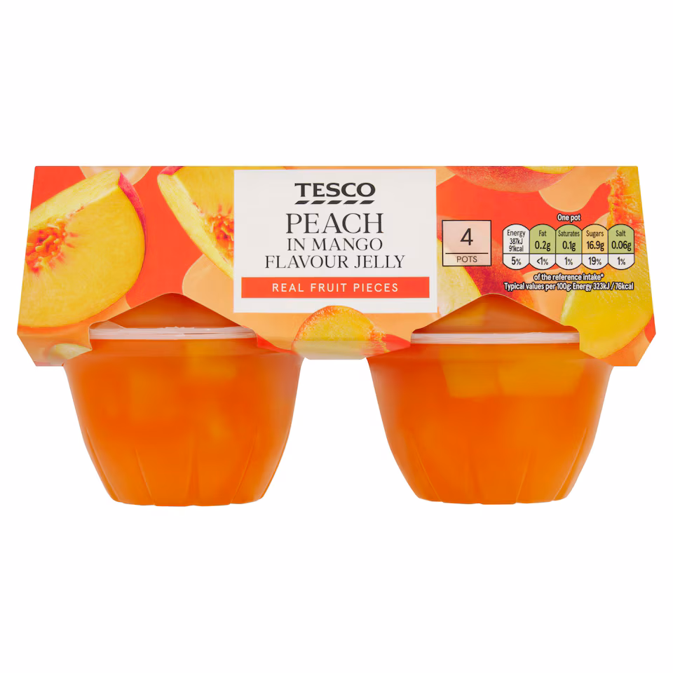 Tesco Peach in Mango Flavour Jelly 4 x 120g