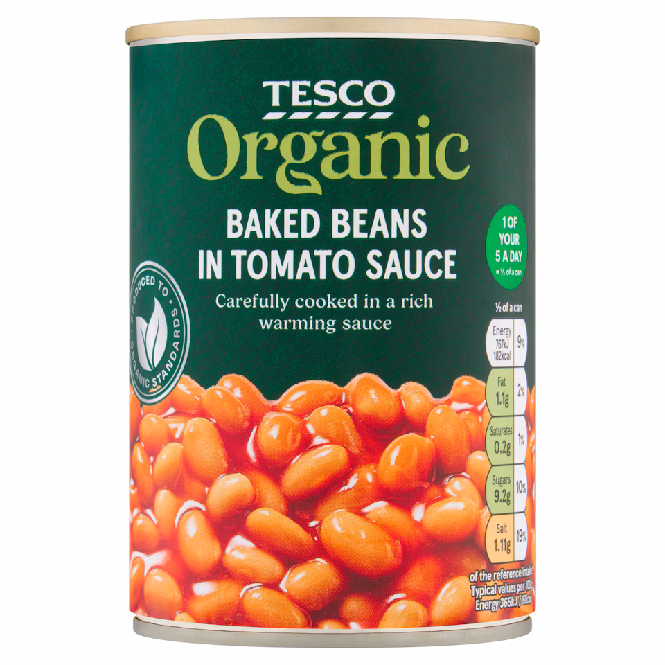Tesco Organic Baked Beans In Tomato Sauce 420G
