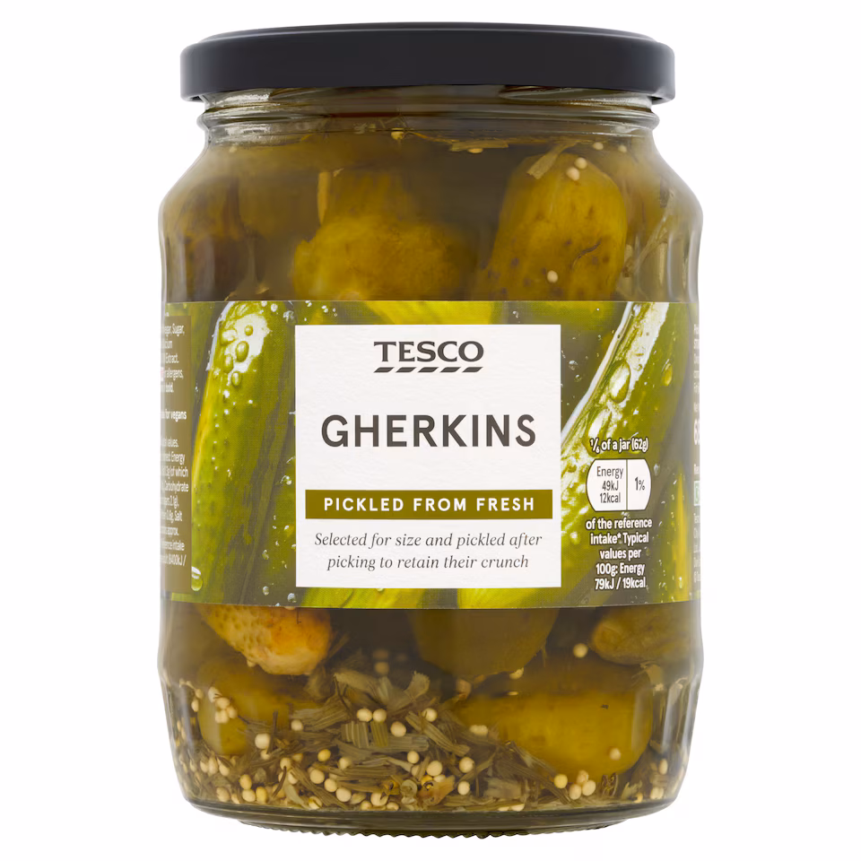 Tesco Whole Pickled Gherkins 680G