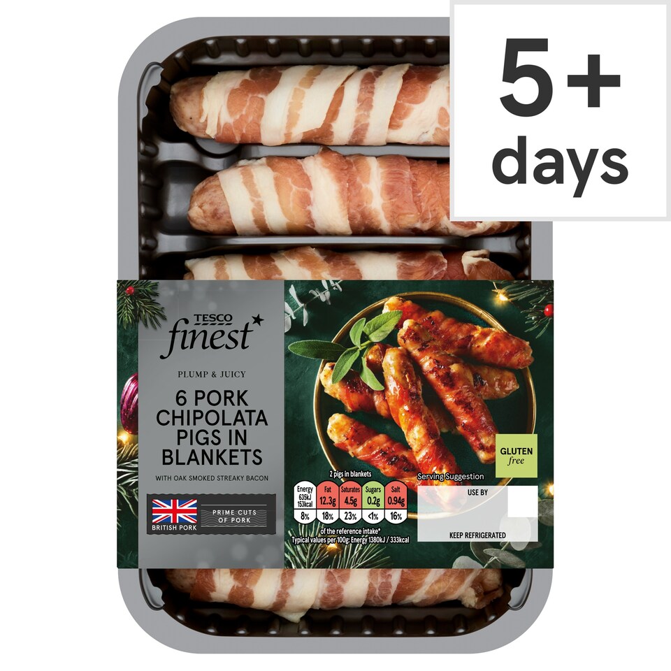 Tesco Finest Chipolata Pigs In Blankets 222G