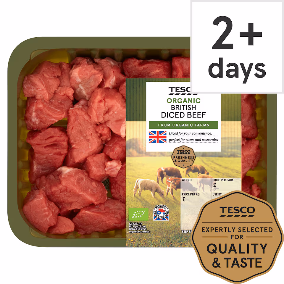 Tesco Organic Diced Beef 400G