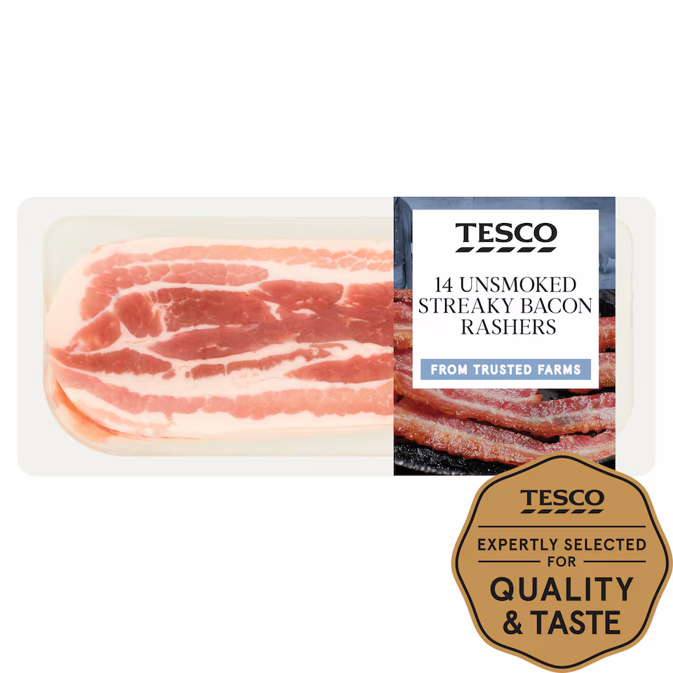Tesco Unsmoked Streaky Bacon Rashers 14 Pack 300g