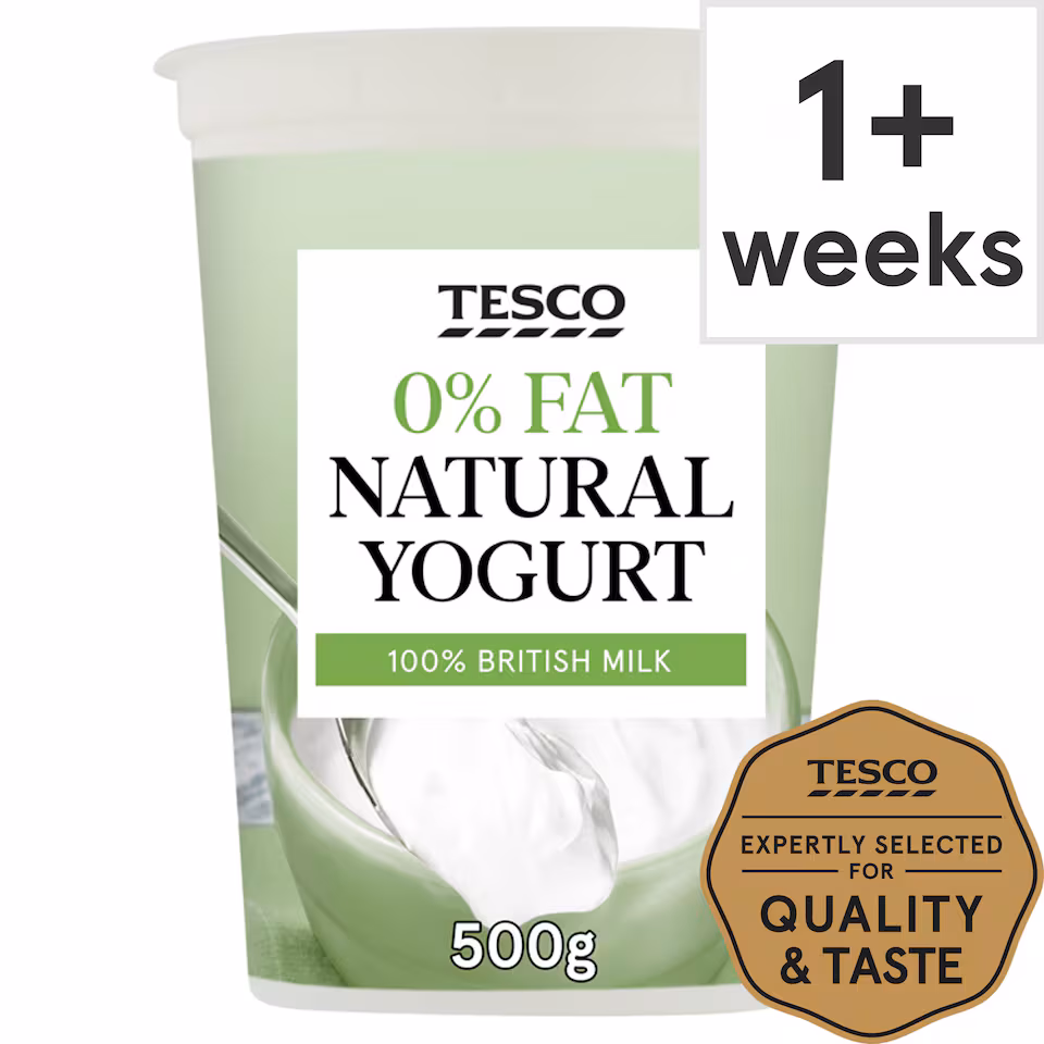 Tesco 0% Fat Natural Yogurt 500G