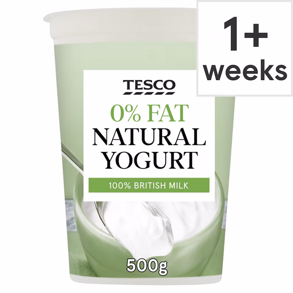 Tesco 0% Fat Natural Yogurt 500G