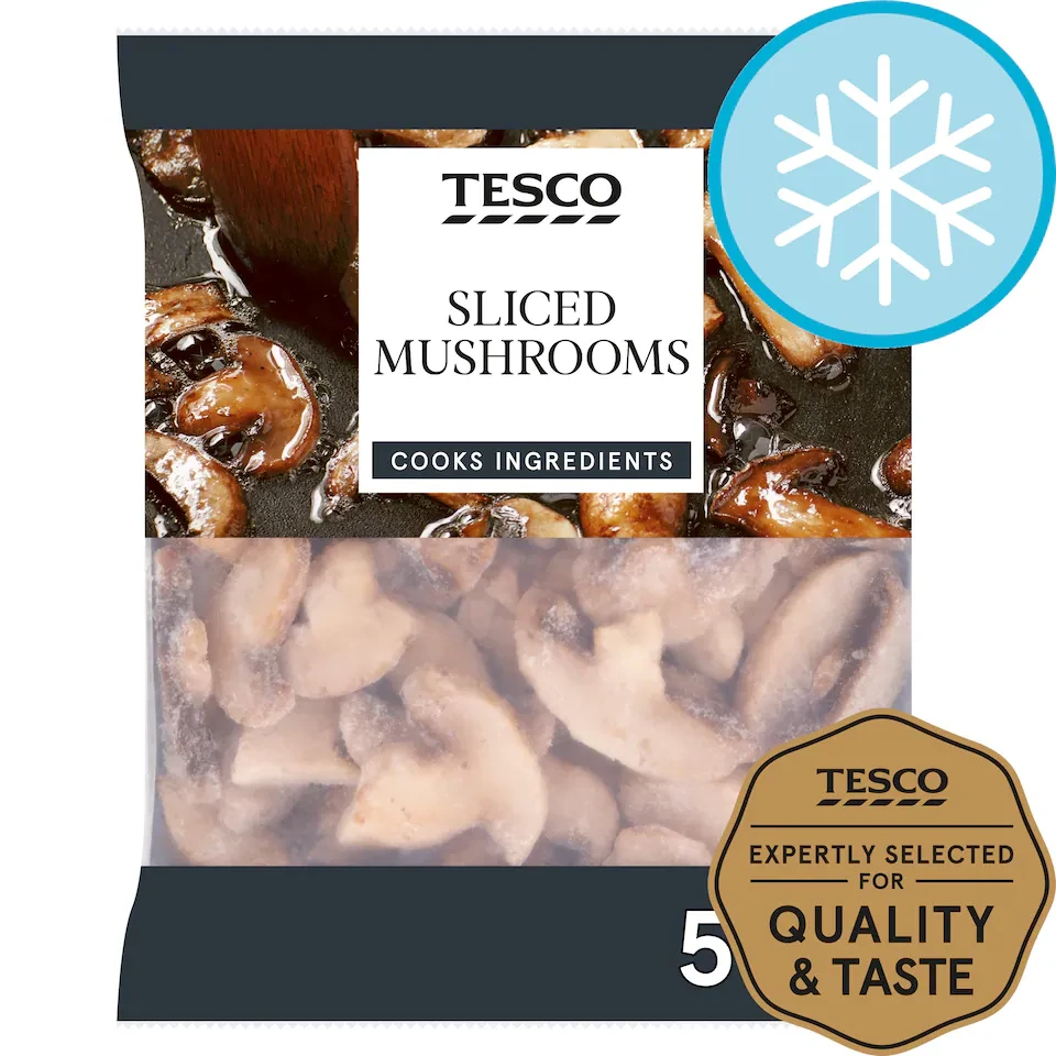 Tesco Frozen Sliced Mushrooms 500G