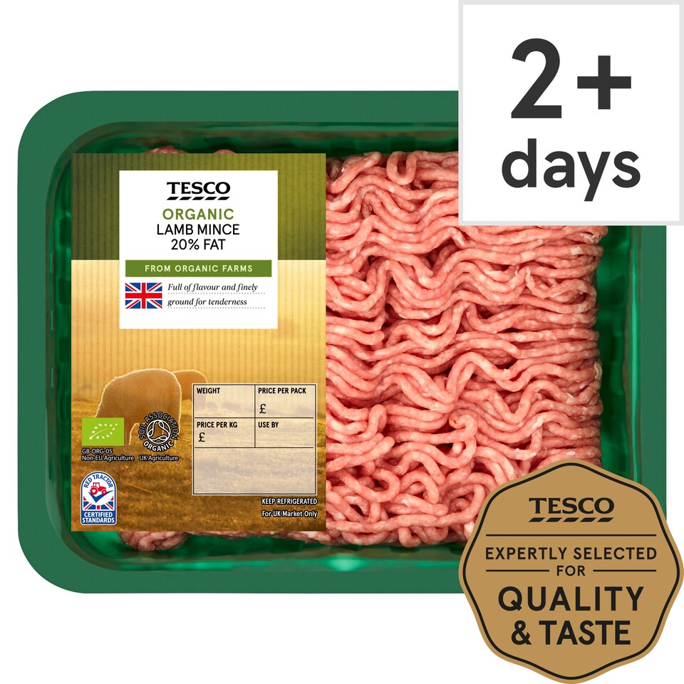 Tesco Organic British Lamb Mince 20% Fat 400G