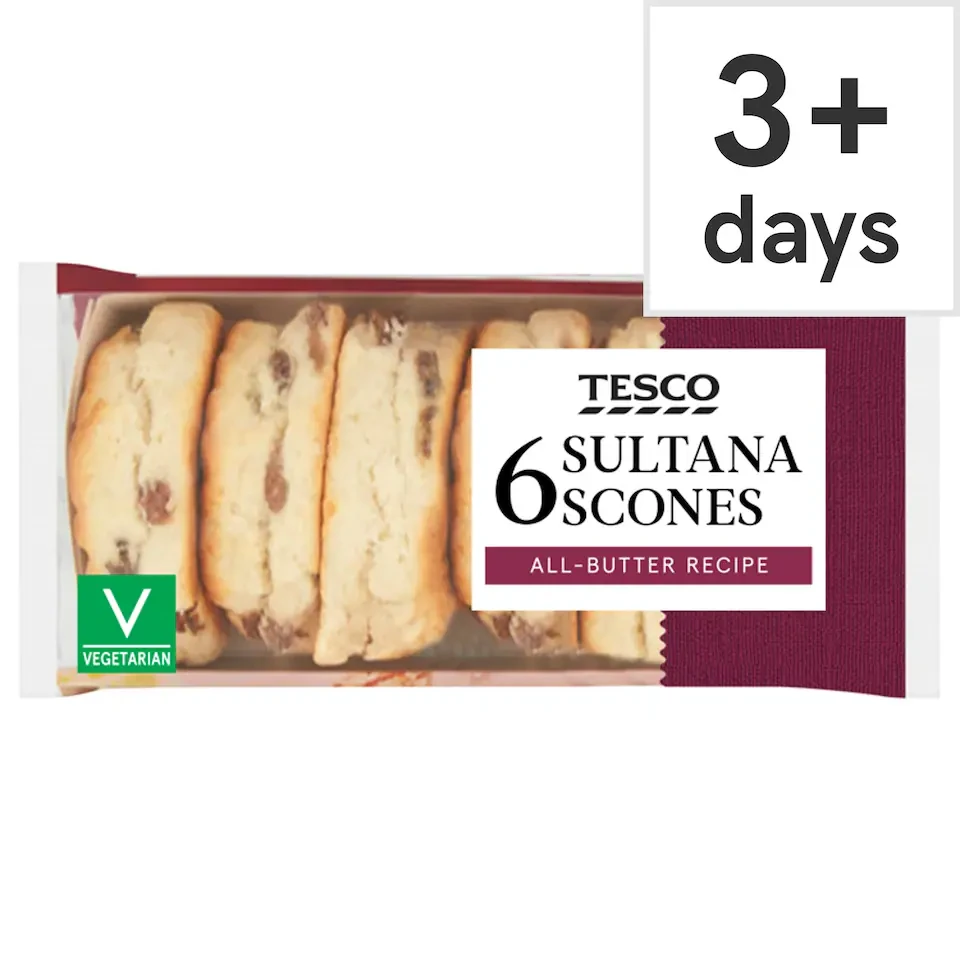 Tesco Sultana Scones 6 Pack