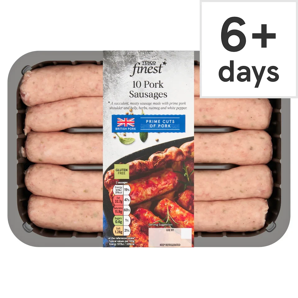 Tesco Finest 10 Traditional Pork Sausages 667G