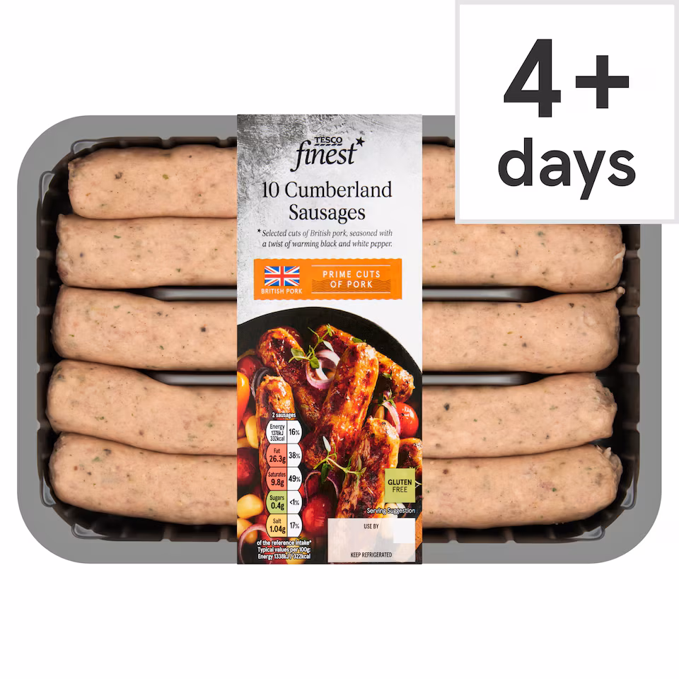 Tesco Finest British 10 Cumberland Sausages 667G