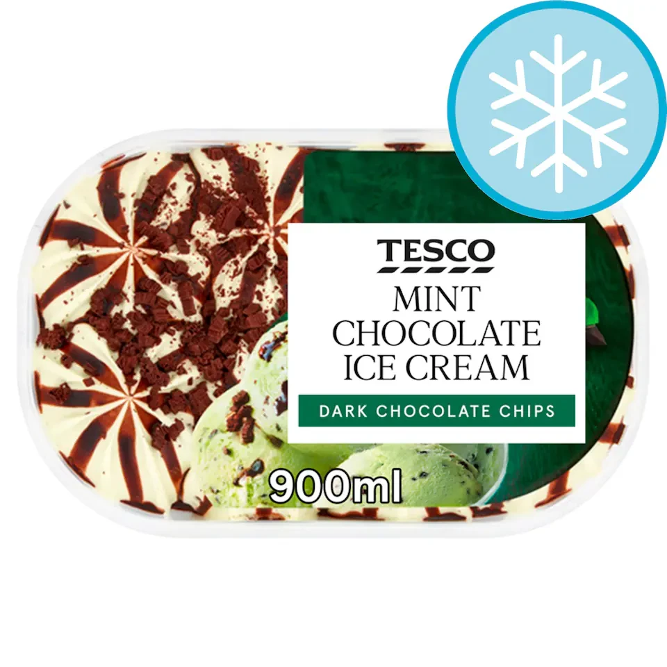 Tesco Mint Chocolate Ice Cream 900Ml