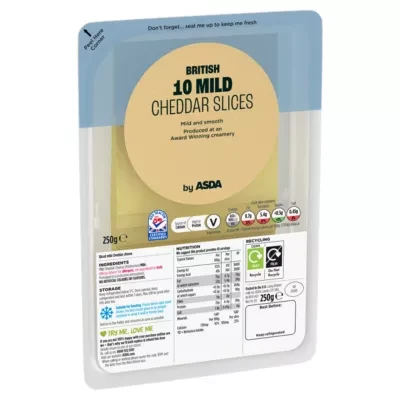ASDA 10 British Mild Cheddar Slices 250g