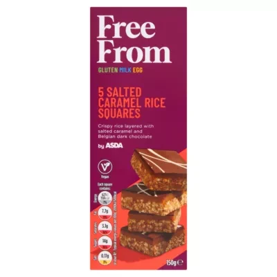 ASDA Free From Free From by  5 Salted Caramel Rice Squares 150g