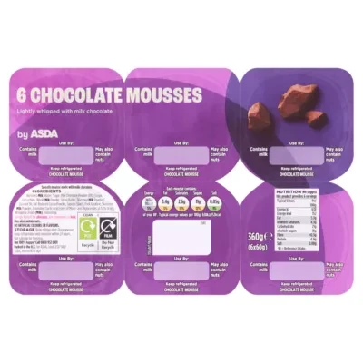 ASDA 6 Chocolate Mousses 6 x 60g (360g)