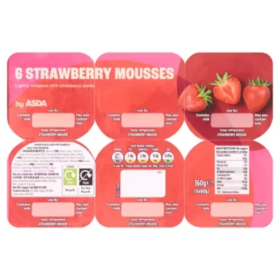 ASDA Strawberry Mousses 6 x 60g (360g)
