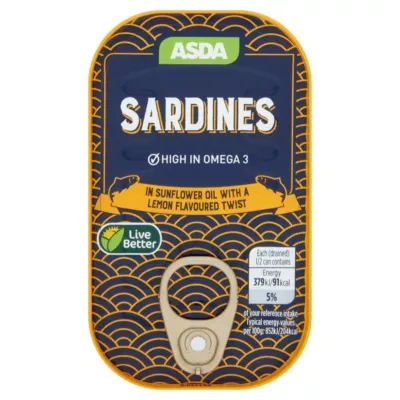 ASDA Sardines in Sunflower Oil with a Lemon Flavoured Twist 120g
