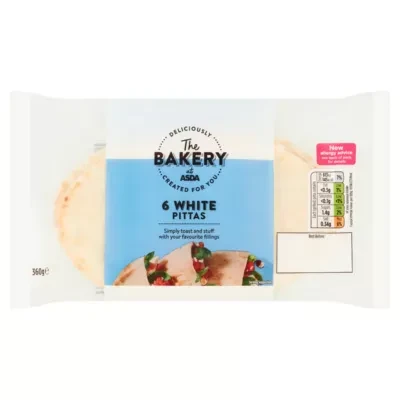 The BAKERY at ASDA The Bakery 6 White Pittas 360g