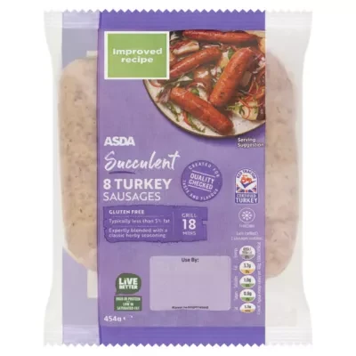 ASDA 8 Succulent Turkey Sausages 454g