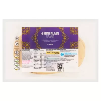 ASDA 4 Mini Plain Naans