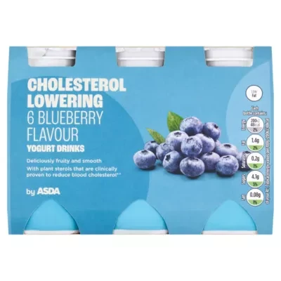 ASDA Cholesterol Lowering Blueberry Flavour Yoghurt Drinks 6 x 100g (600g)