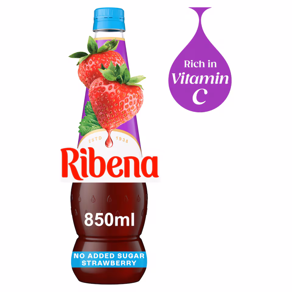 Ribena Strawberry Squash No Added Sugar 850ml