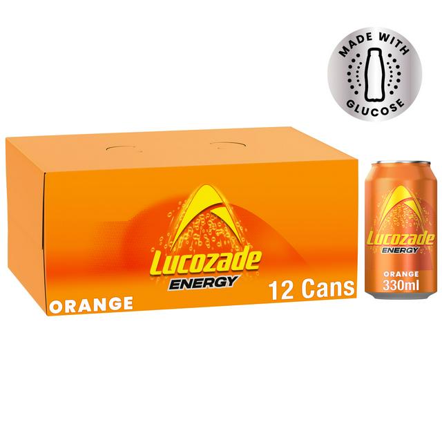 Lucozade Energy Drink Orange Cans 12x330ml