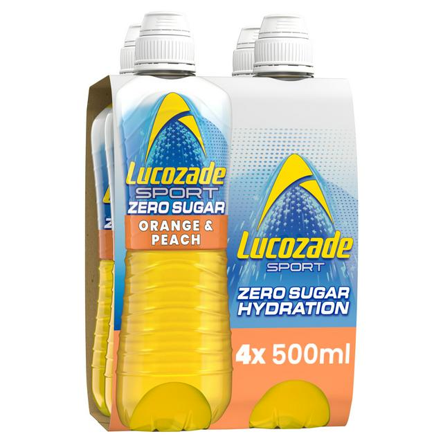Lucozade Sport Drink Zero Orange & Peach 4x500ml