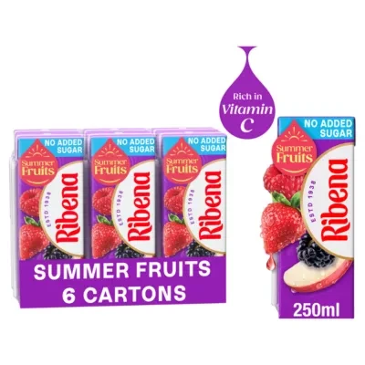 Ribena Summer Fruits No Added SugarJuice Drink Carton  6 x 250ml
