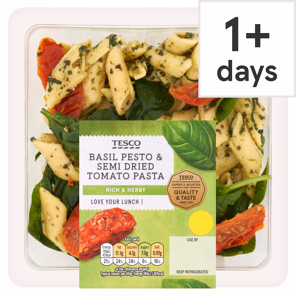 Tesco Basil Pesto & Semi Dried Tomato Pasta 225g