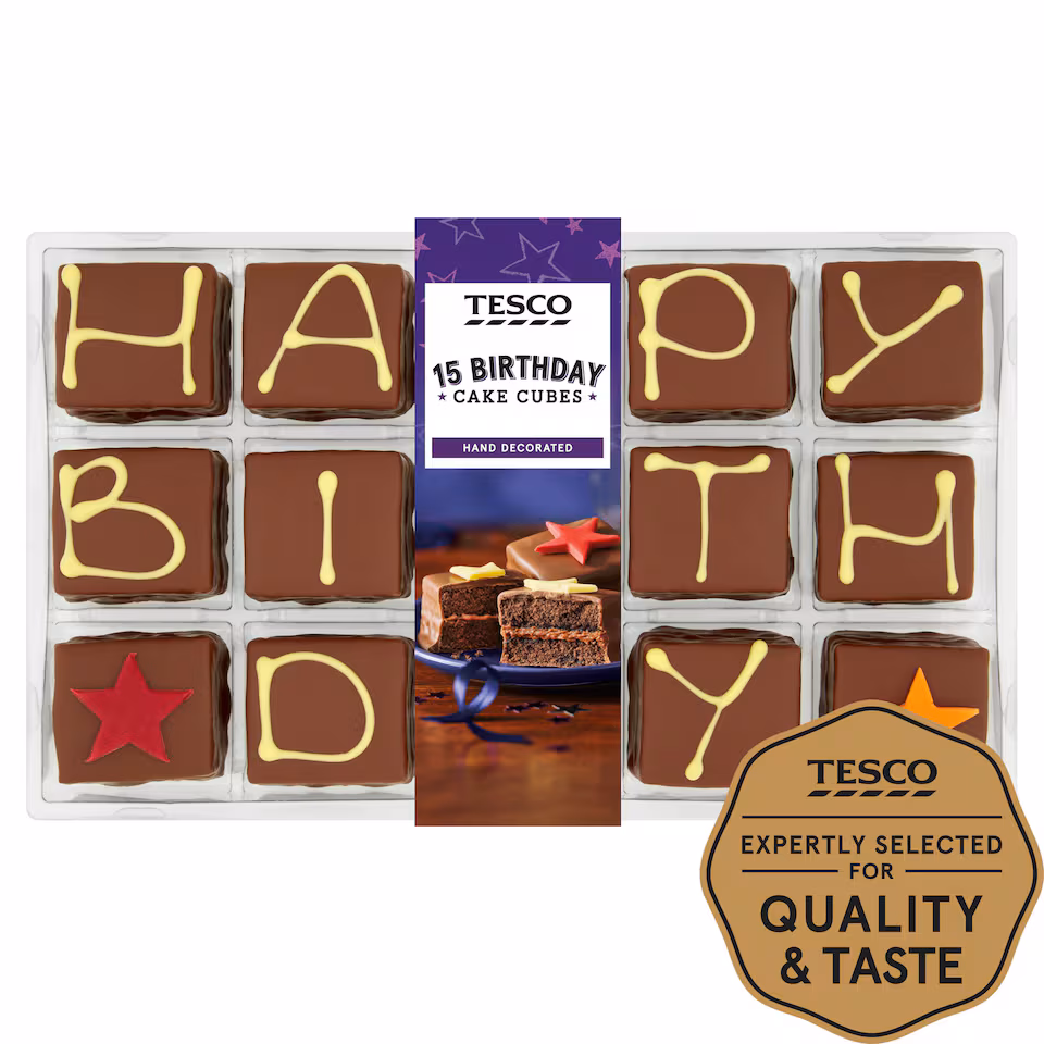 Tesco Birthday Cake Cubes - Chocolate Sponge 15 Pack