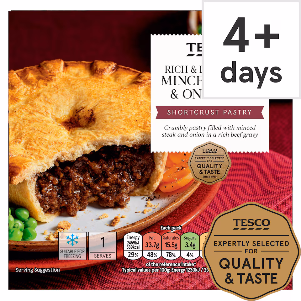 Tesco Minced Steak & Onion Shortcrust Pie 200G