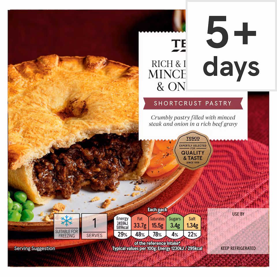 Tesco Minced Steak & Onion Shortcrust Pie 200G