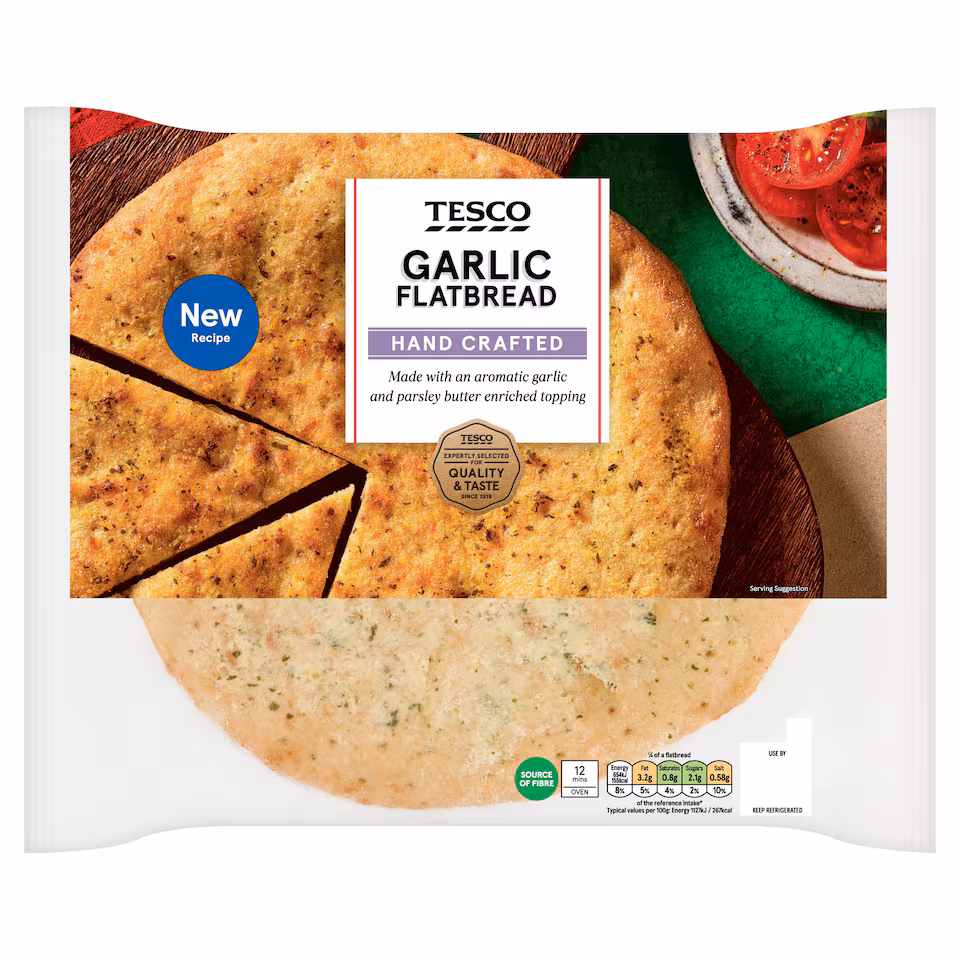 Tesco Garlic Flatbread 255G
