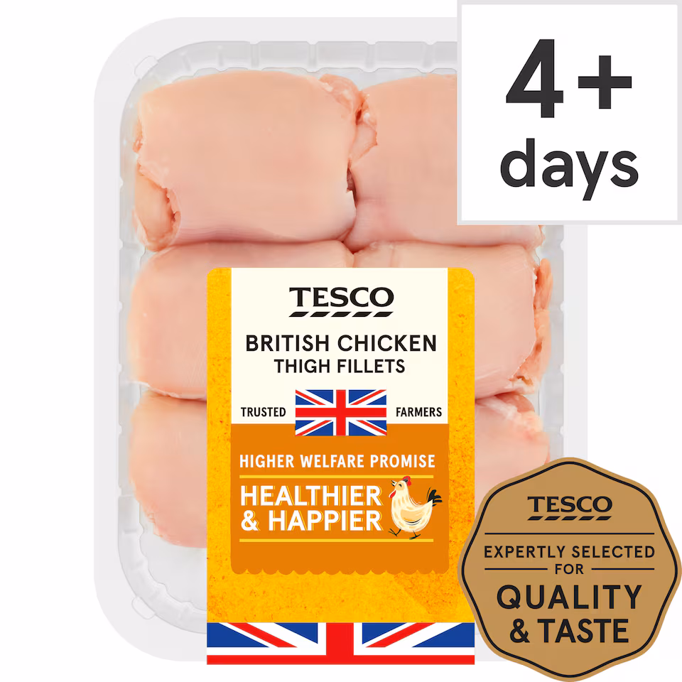 Tesco British Chicken Thigh Fillets 600G